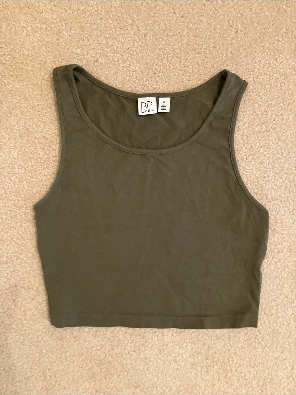 Olive Scoop Neck Cropped Tank